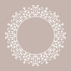 Decorative frame Elegant vector element for design in Eastern style, place for text. Floral pink and white border. Lace illustration for invitations and greeting cards