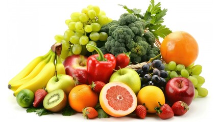 Fototapeta na wymiar photo of various fresh vegetables and fruits in white background