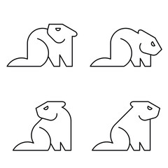 Set of Beaver logo. Icon design. Template elements