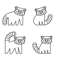 Set of Red panda logo. Icon design. Template elements