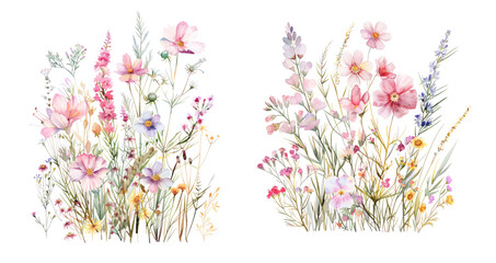 Assorted wildflowers standing on blank backdrop