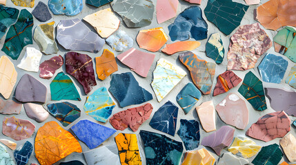 Colorful Mosaic Stones texture design, Terrazzo. Generative AI.