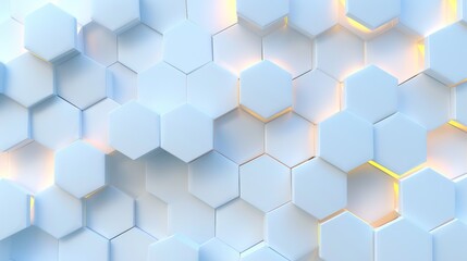 Elegant white hexagon pattern with blue lights