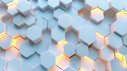 3D hexagonal pattern with warm light accents