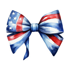 watercolor american flag bow clipart, bow tie with usa flag cut out isolated transparent background PNG