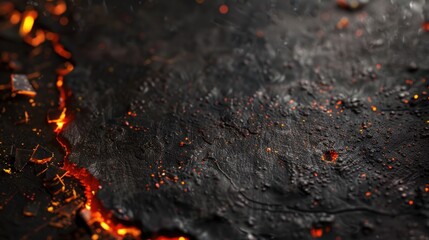 Close-up of ember-like lava specks on surface