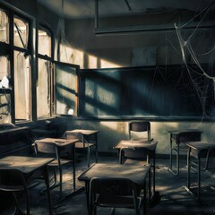 abandoned classroom - obrazy, fototapety, plakaty
