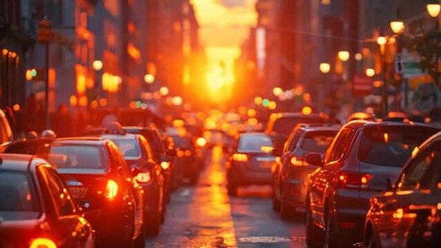 A congested urban street, highlighting the daily reality of city commuting.