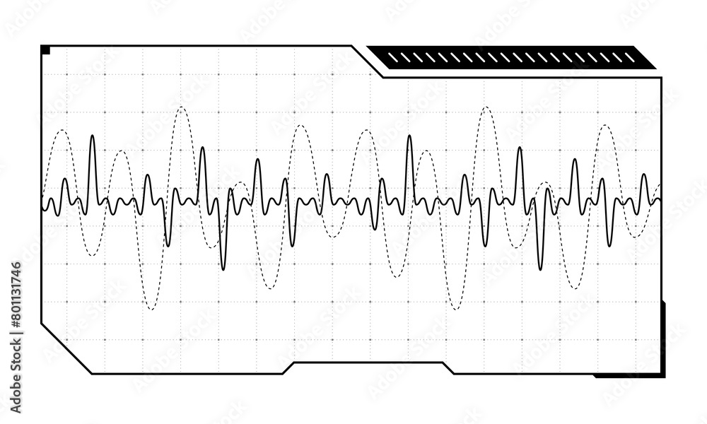 Poster hud digital futuristic user interface audio equalizer frame. sci fi high tech music sound wave scree