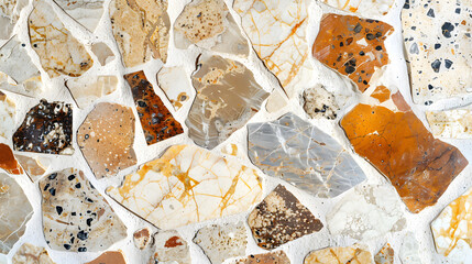 mosaic marble, terrazzo marble texture with rustic ivory background. Generative AI.