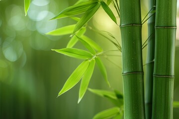 Fototapeta premium Bamboo Grove: Tall, slender bamboo stalks creating a serene atmosphere. 