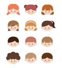 다양한 헤어스타일의 아이들 얼굴 모음집