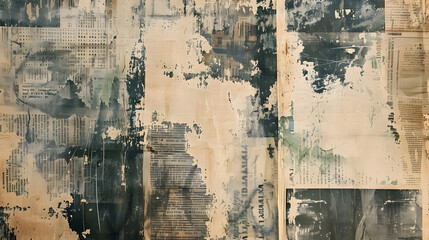Newspaper paper grunge vintage old aged texture background. Generative AI.