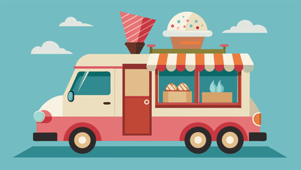An oldfashioned ice cream truck serving up timeless classics like Strawberry Cheesecake and Rocky Road.. Vector illustration