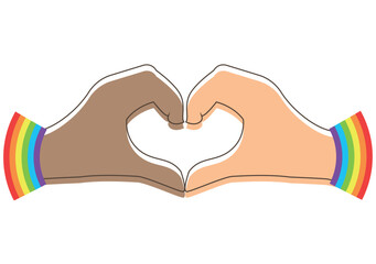 Fototapeta premium heart in hands for pride month. vector illustration