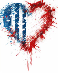 American flag in heart shaped represents patriotism and national pride. Symbol of American powerful patriotism.