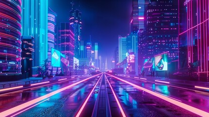 Neon Metropolis: A Futuristic Cyberpunk Night Cityscape