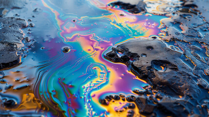 Background with abstract colorful gasoline puddle