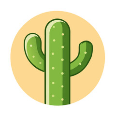 Colorful and vibrant cartoon cactus illustration in a desert theme, featuring a cute and cheerful succulent plant