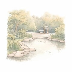 Sparse garden, minimalist path