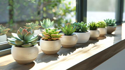 Sunny Succulents: Neatly Organized in Minimalist Pots
