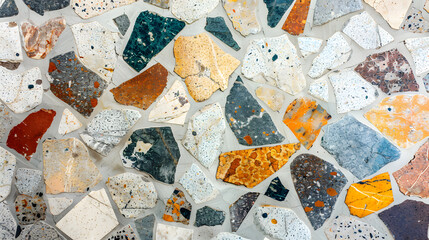 Fototapeta na wymiar Terrazzo polished stone floor and wall pattern and color surface marble background. Generative AI.