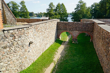 Trakai, Lithuania - Medieval castle - fortified walls and moat