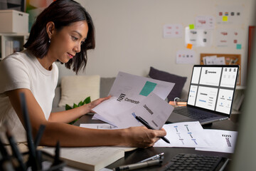 Asian Graphic designer working in office. Designing logo Artist Creative Designer Illustrator Graphic Skill Concept. © amenic181