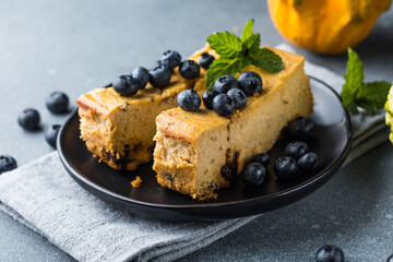 Pumpkin and cottage cheese casserole.