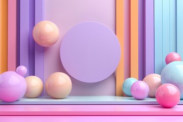Pastel Purple and Pink 3D Spheres and Geometrics
