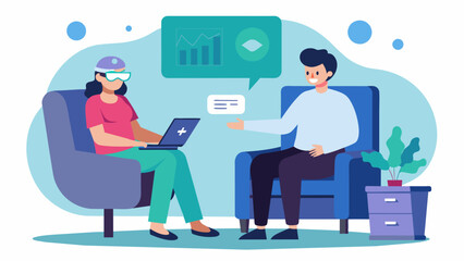 Fototapeta premium A the guiding a patient through a virtual reality exposure therapy session while also regulating their ketamine dosage to help them better process.