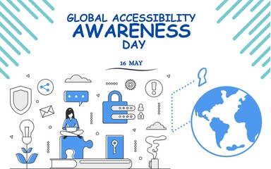 SIMPLE BLUE   AND WHITE GLOBAL ACCESSIBILITY AWARENESS  DAY TEMPLATE DESIGN