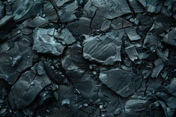 Textured background coal, dark layers rough carbon surface. industrial energy. environmental themes