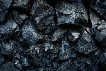 Textured background coal, dark layers rough carbon surface. industrial energy. environmental themes, copy space.