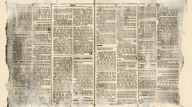 Vintage newspaper. News articles newsprint magazine old design. Brochure newspaper pages. Paper retro journal vector grunge template texture background. Generative AI.
