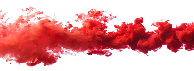 Red smoke plume isolated on transparent background