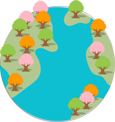 Planet earth with trees