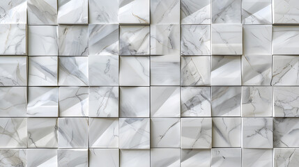 white marble 3d Mosaic marble background. Generative AI.