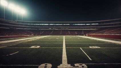 A panoramic vista showcasing the grandeur of an American football stadium amidst cheers.