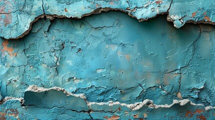   A tight shot of flaking paint on a wall, with individual pieces coming loose and falling off