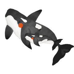 Obraz premium orca with child