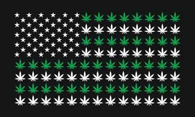 Cannabis Weed USA Flag Vector T-Shirt Design