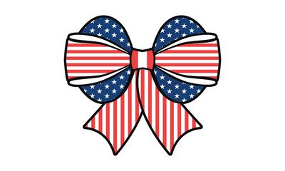 Patriotic Bow Coquette 4th of July Vector T-shirt Design