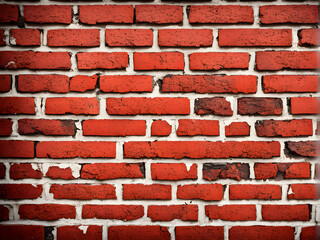 Obraz premium A wall background composed of red bricks, with a sense of design and abstract background, leaving blank space for text, used for product display