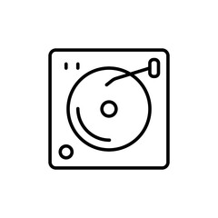 Vinyl player outline icons, minimalist vector illustration ,simple transparent graphic element .Isolated on white background