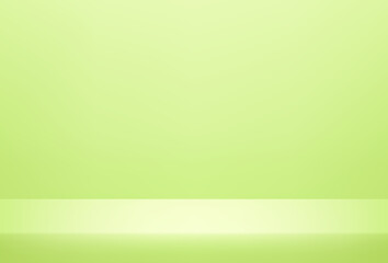 Fototapeta premium Empty green studio room. Banner for advertise product on website. Minimal scene. Stage showcase, product layout. Space for text. Vector illustration.