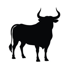 silhouette of a bull on white