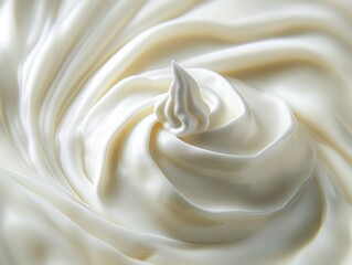 Close-up of a creamy, swirling texture with a smooth, peak twist.
