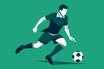 Obraz premium silhouette of a soccer player scoring a goal. Winning mood. Flat vector image.