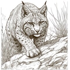 bobcat drawing Coloring book page